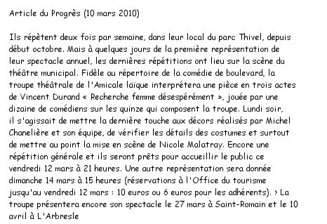 Copie de l'article du Progrès du 10 mars 2010