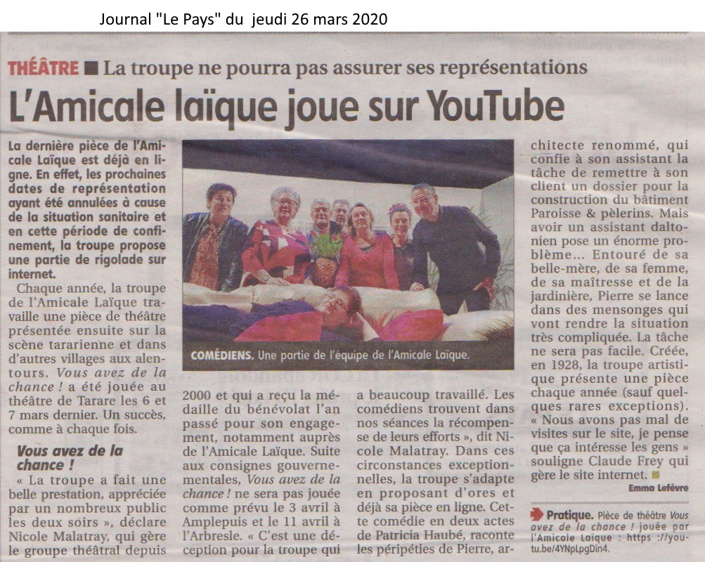 Article le pays du 26-03-2020