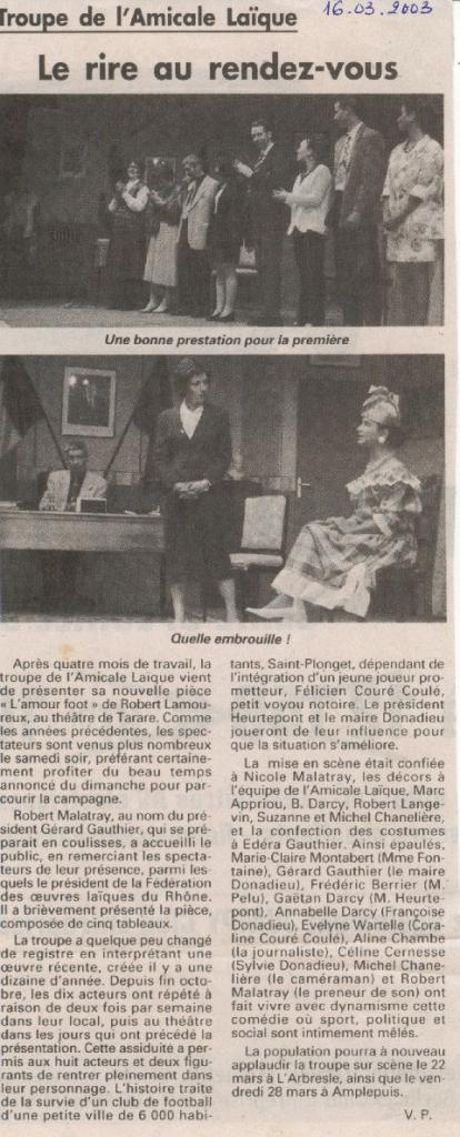 Article presse du 16 mars 2003