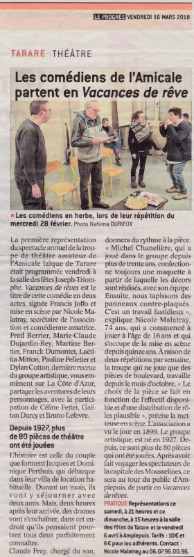 Article de presse Le Progrès 16 mars 2018